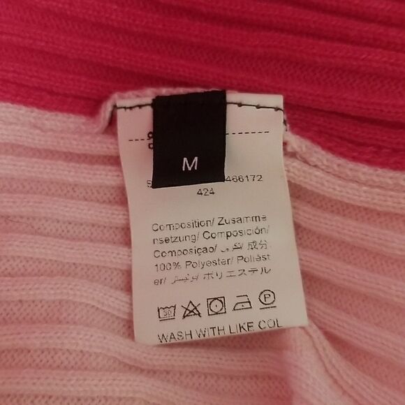 Women's 2023 Bodycon Midi Dress Colorblock Ribbed Knit Dress Pink med nwot - Picture 10 of 11